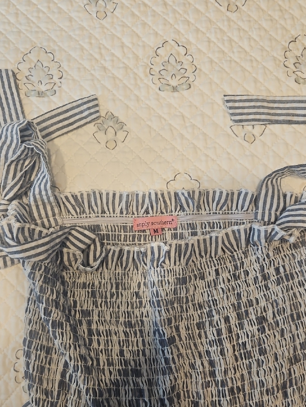 Simply Southern Blue and White Striped Smocked Sundress